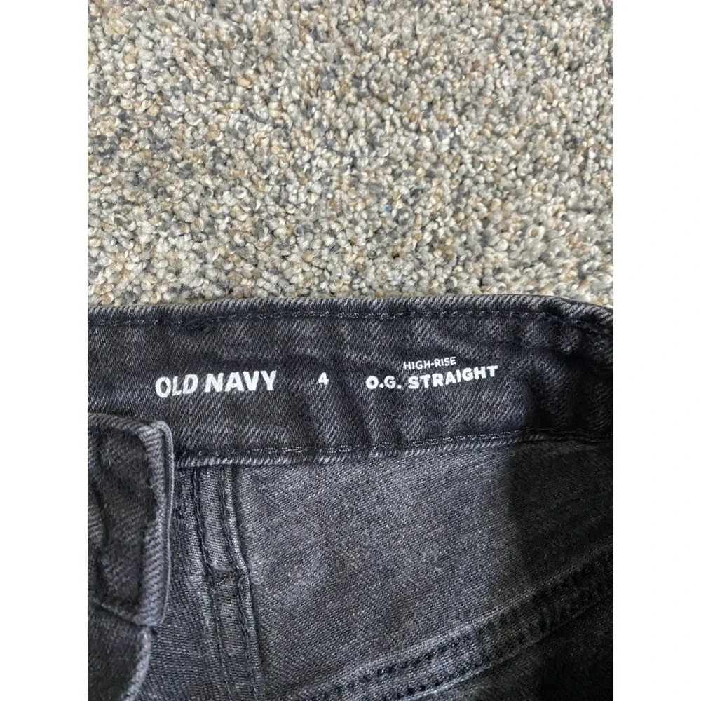 Old Navy OG Straight Denim Shorts Womens 4 High Rise Washed‎ Black Cuffed Jean